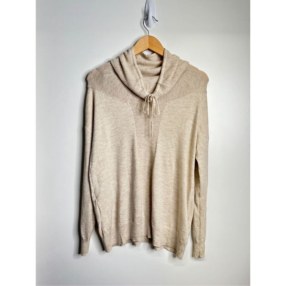 Akini Sweater Womens Wool Blend Drawstring Cowl Neck Pullover Cream Color - Picture 8 of 8